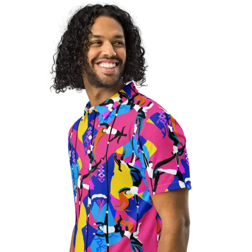 Neon Aerial on a Men's Slim Fit Polo Shirt