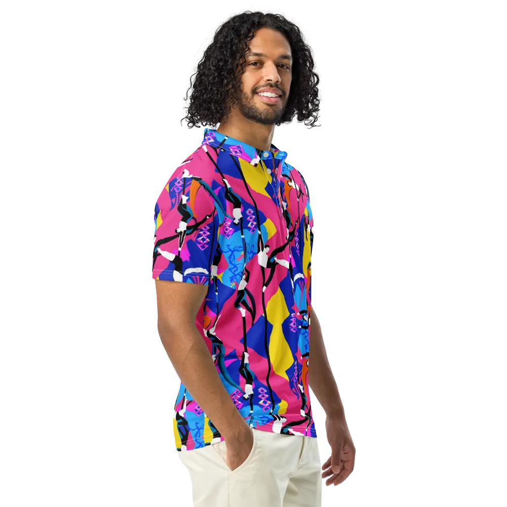 Neon Aerial on Men's Slim Fit Polo Shirt — Right Front