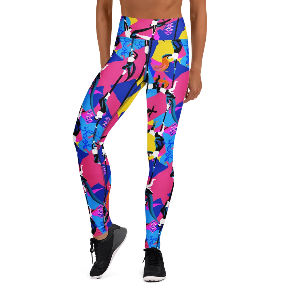 Neon Aerial on Yoga Leggings — Front