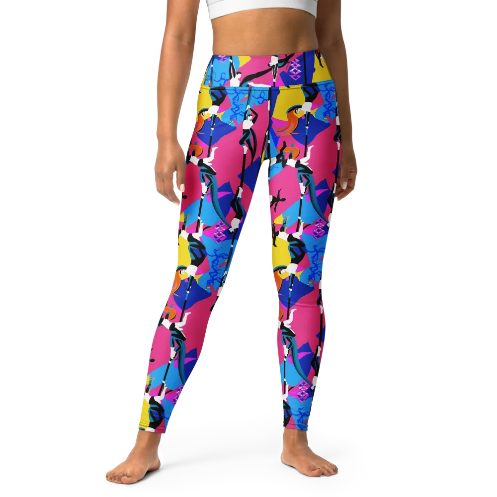 Neon Aerial on Yoga Leggings — Front