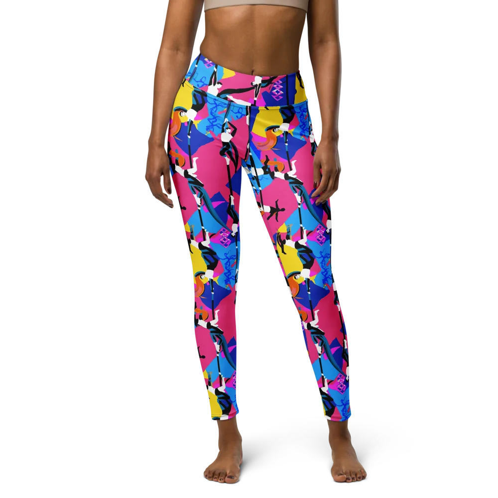 Neon Aerial on Yoga Leggings — Front