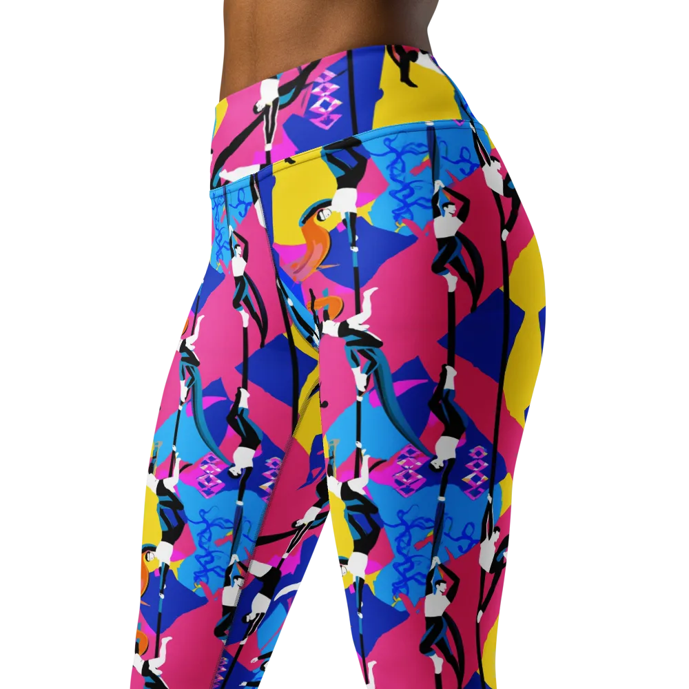 Neon Aerial on Yoga Leggings — Left Front
