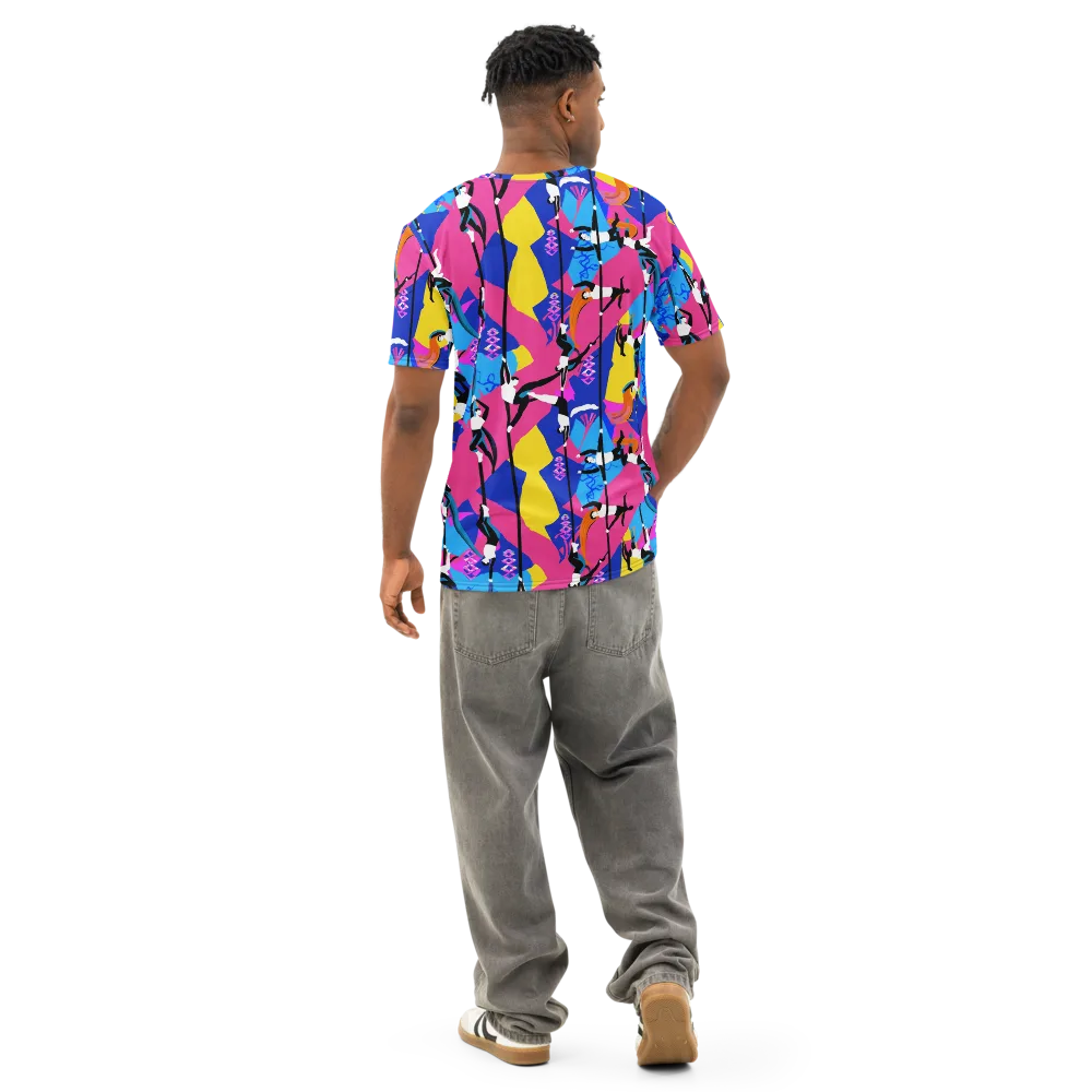 Neon Aerial on Men's Cotton Crew Neck T-Shirt — Back
