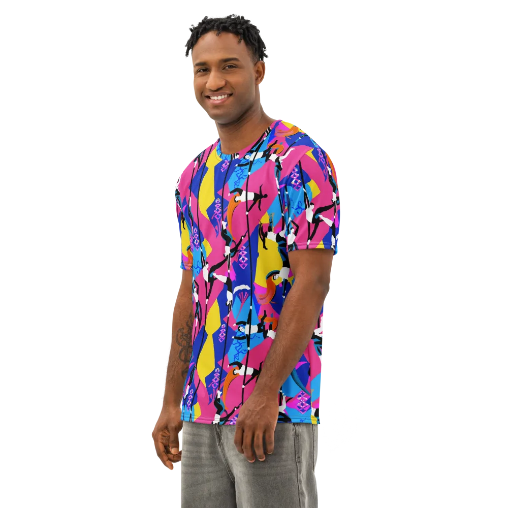 Neon Aerial on Men's Cotton Crew Neck T-Shirt — Left Front