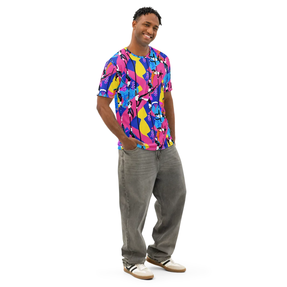 Neon Aerial on Men's Cotton Crew Neck T-Shirt — Right Front