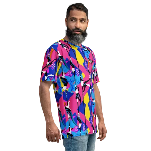 Neon Aerial on a Men's Crew Neck T-Shirt