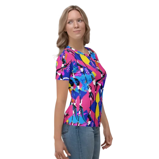 Neon Aerial on a Women's Crew Neck T-Shirt