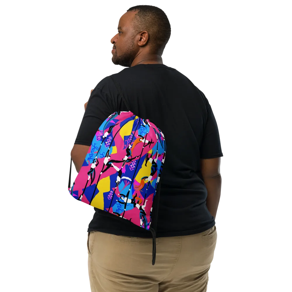 Neon Aerial on Drawstring Bag — Front