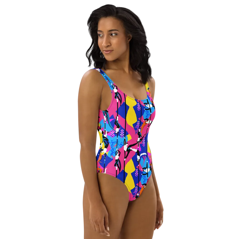 Neon Aerial on One-Piece Swimsuit — Right
