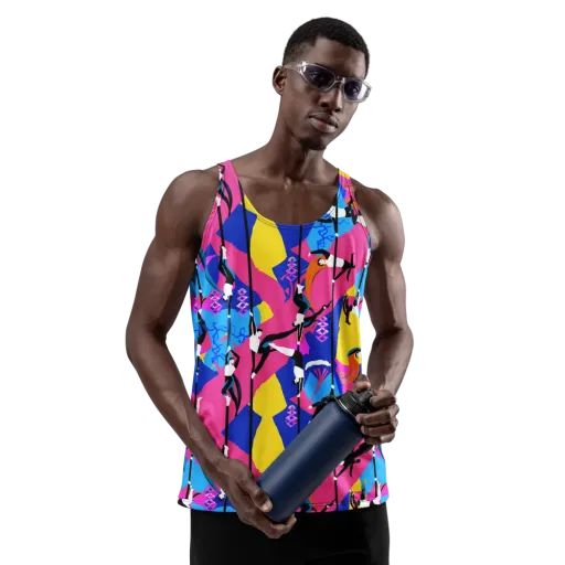 Neon Aerial on a Men's Tank Top