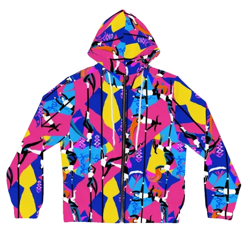 Neon Aerial on a Women's Full-Zip Hoodie