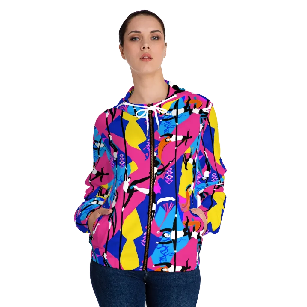 Neon Aerial on Women's Full-Zip Hoodie — Front On Person