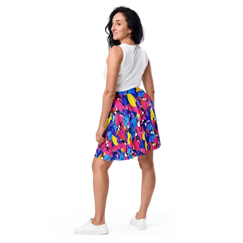 Neon Aerial on Skater Skirt — Back