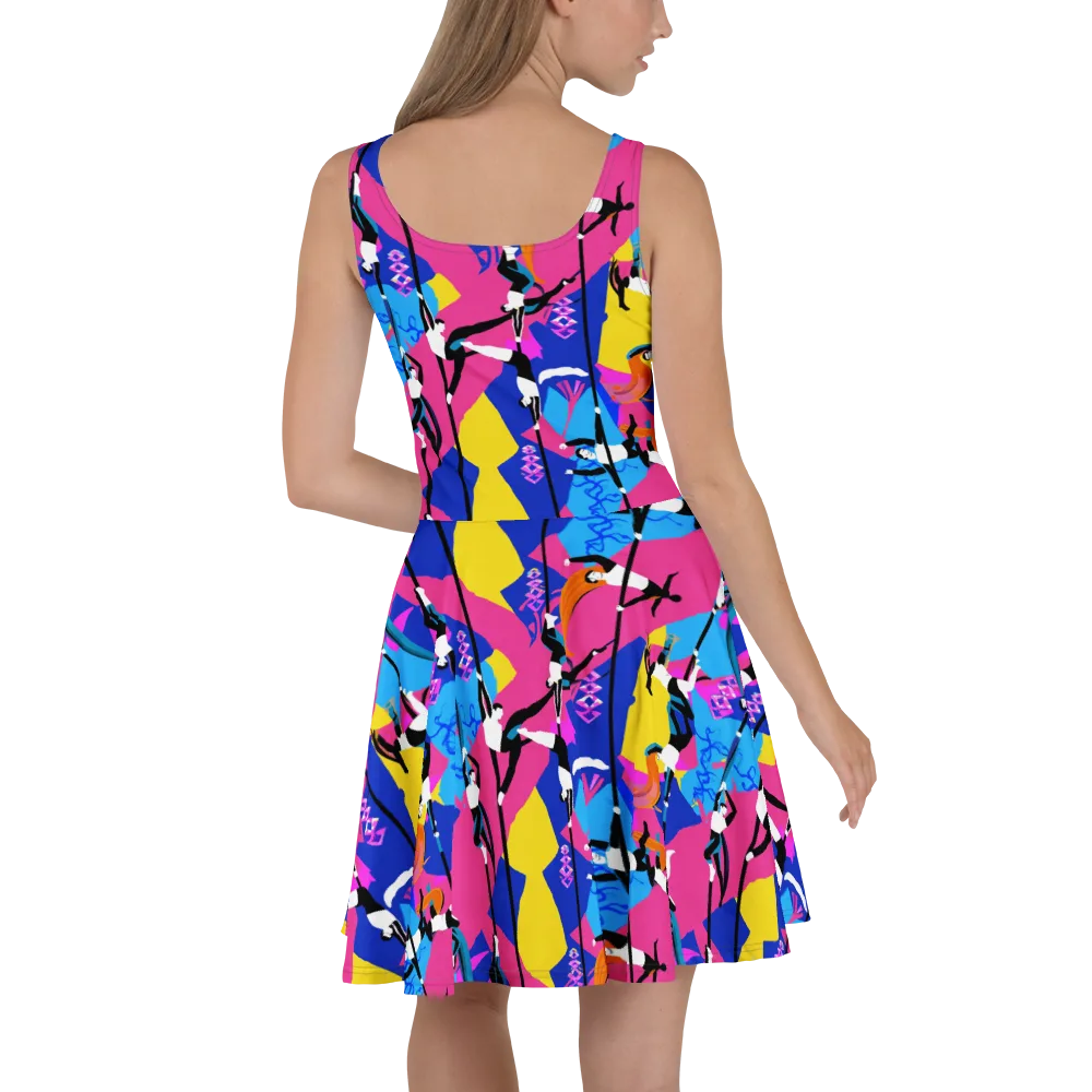 Neon Aerial on Skater Dress — Back