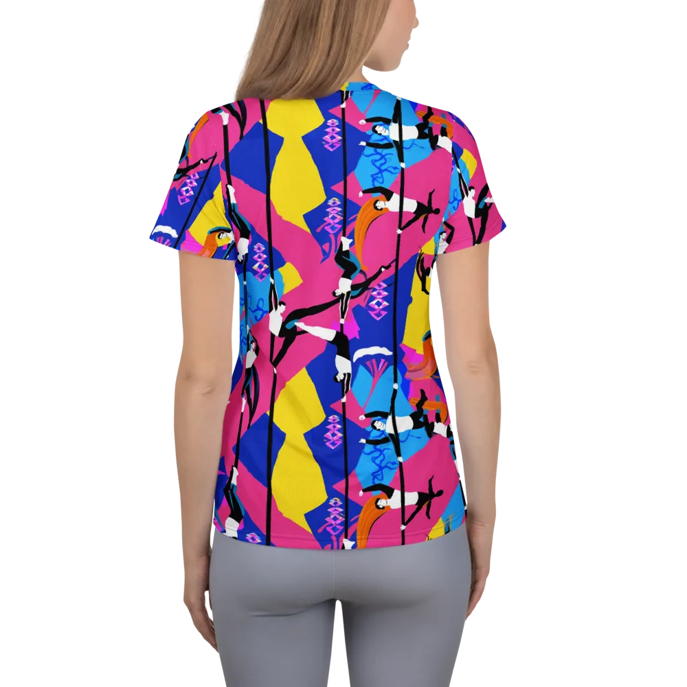Neon Aerial on Women's Athletic T-Shirt — Back