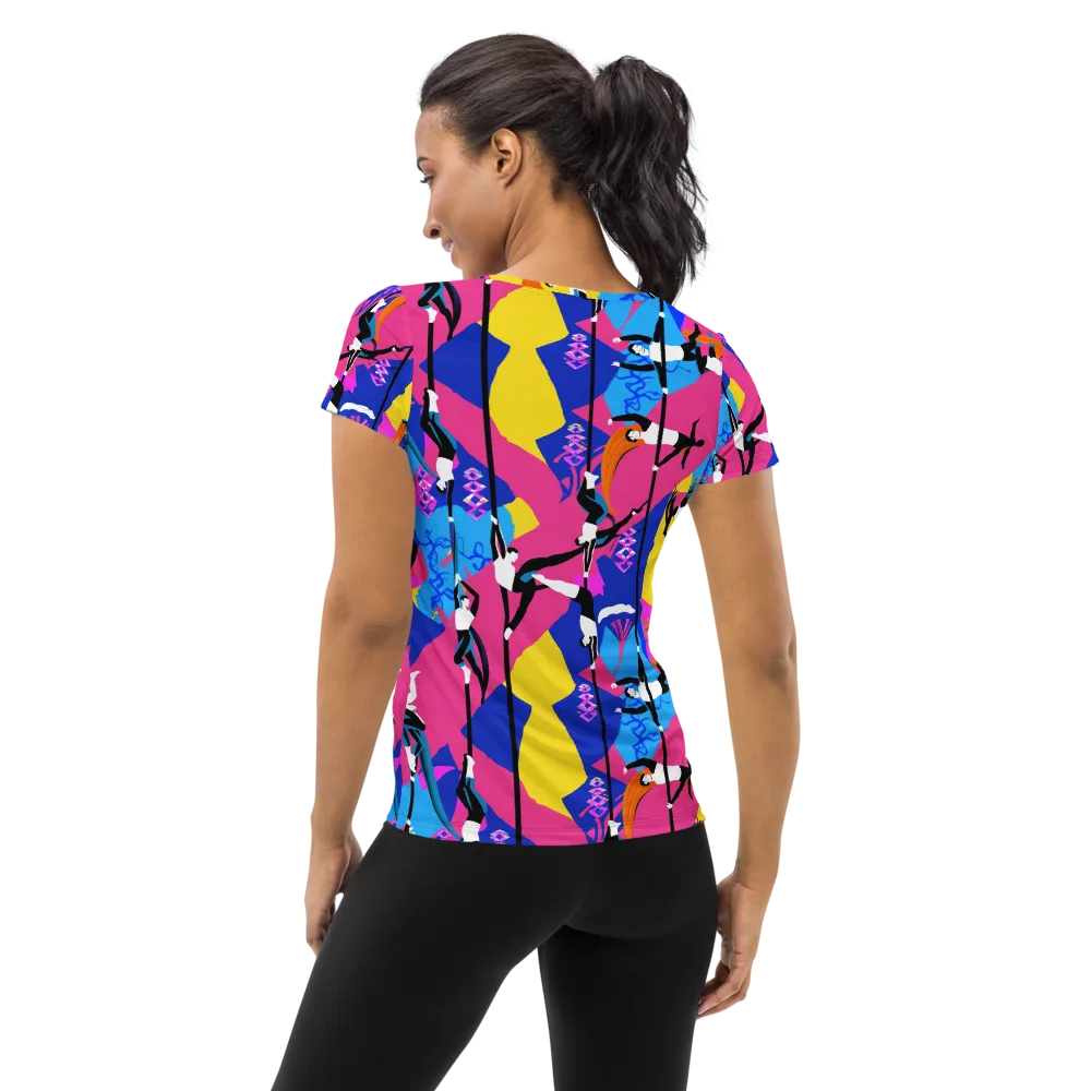 Neon Aerial on Women's Athletic T-Shirt — Back