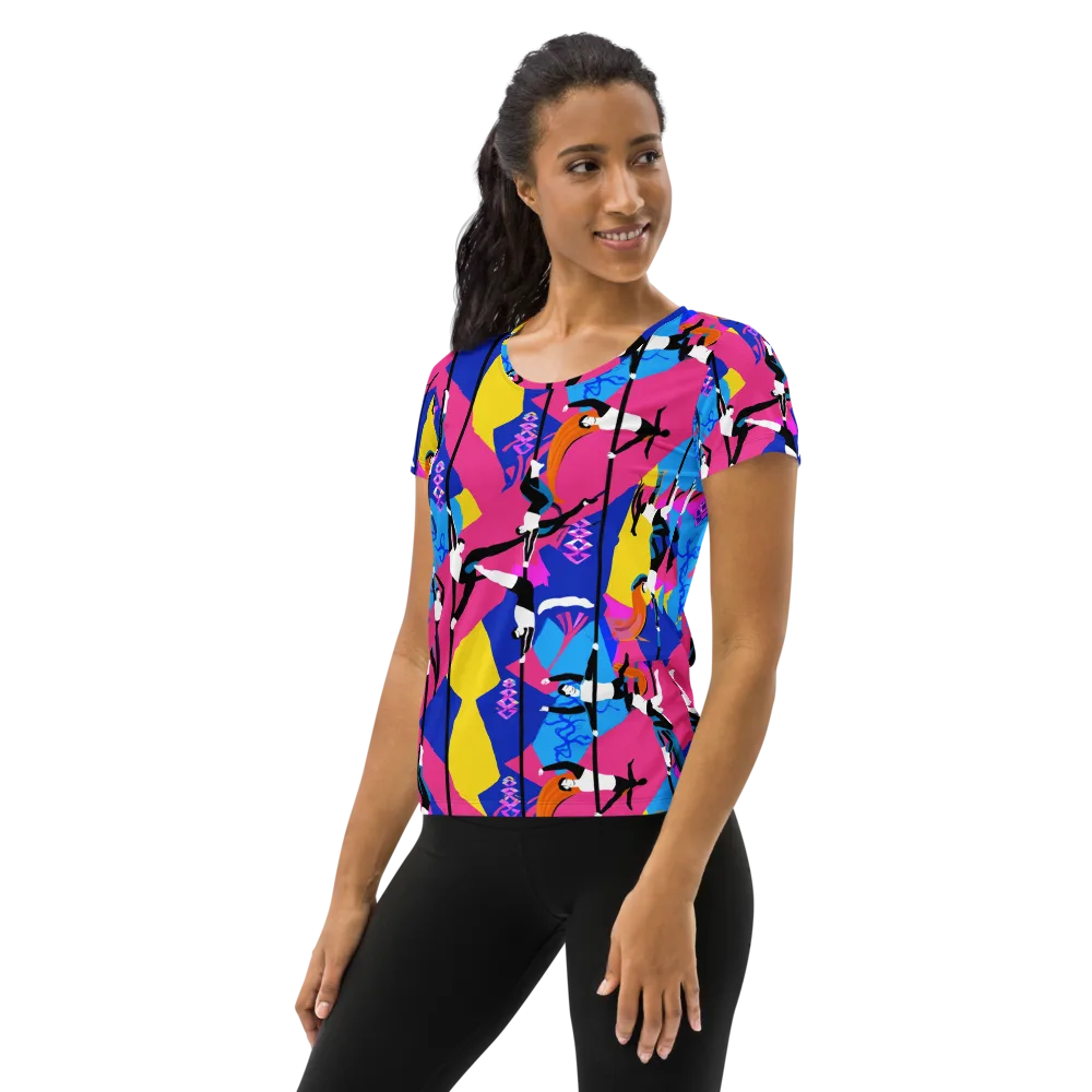 Neon Aerial on Women's Athletic T-Shirt — Left
