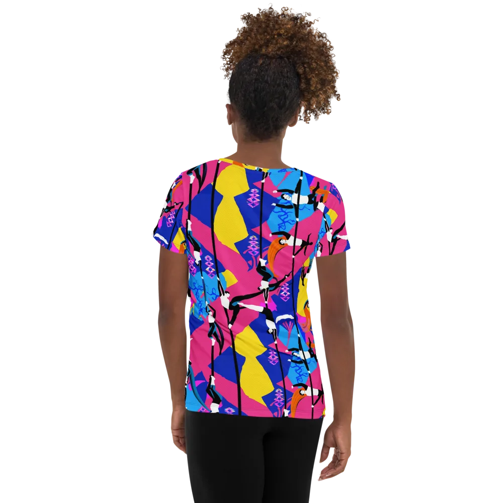 Neon Aerial on Women's Athletic T-Shirt — Back