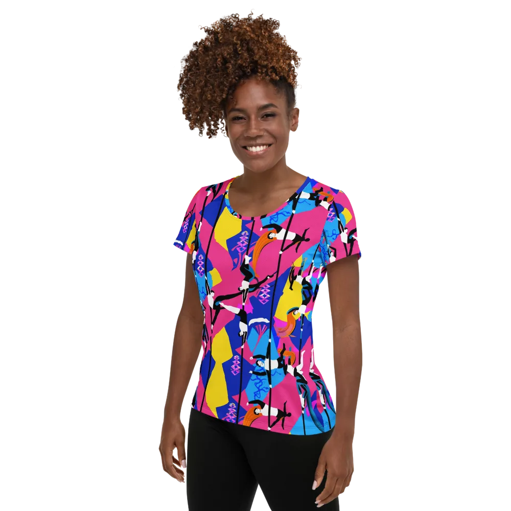 Neon Aerial on Women's Athletic T-Shirt — Left