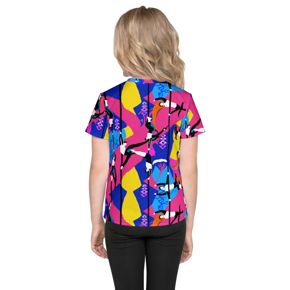 Neon Aerial on Kids Crew Neck T-Shirt — Back