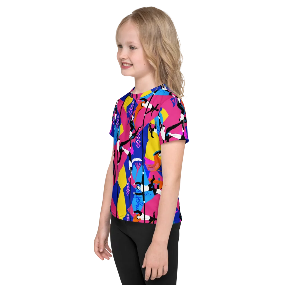 Neon Aerial on Kids Crew Neck T-Shirt — Left