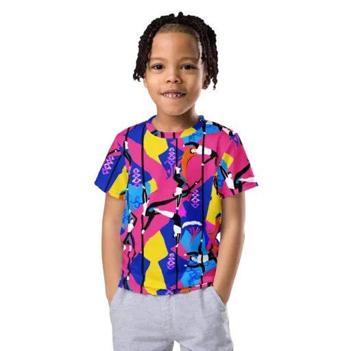 Neon Aerial on a Kids Crew Neck T-Shirt