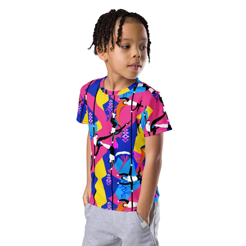 Neon Aerial on Kids Crew Neck T-Shirt — Left Front