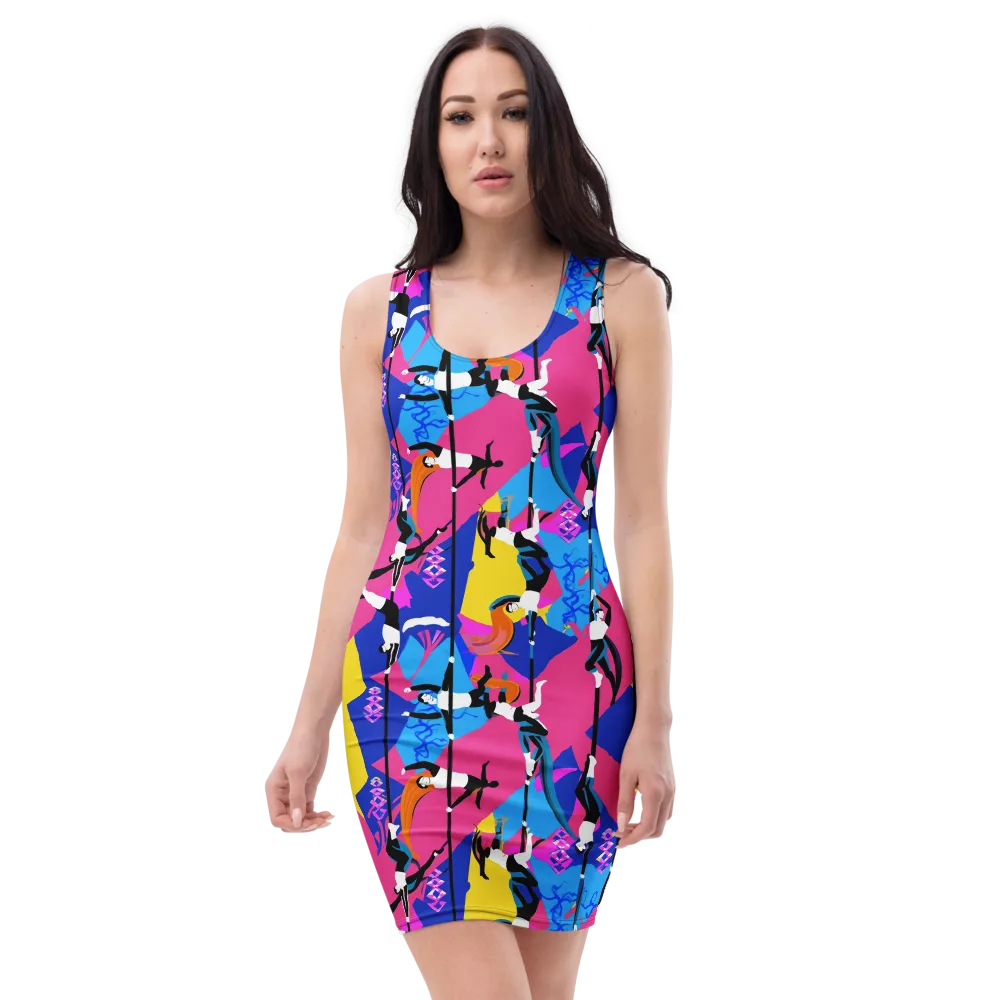 Neon Aerial on Bodycon Dress — Front