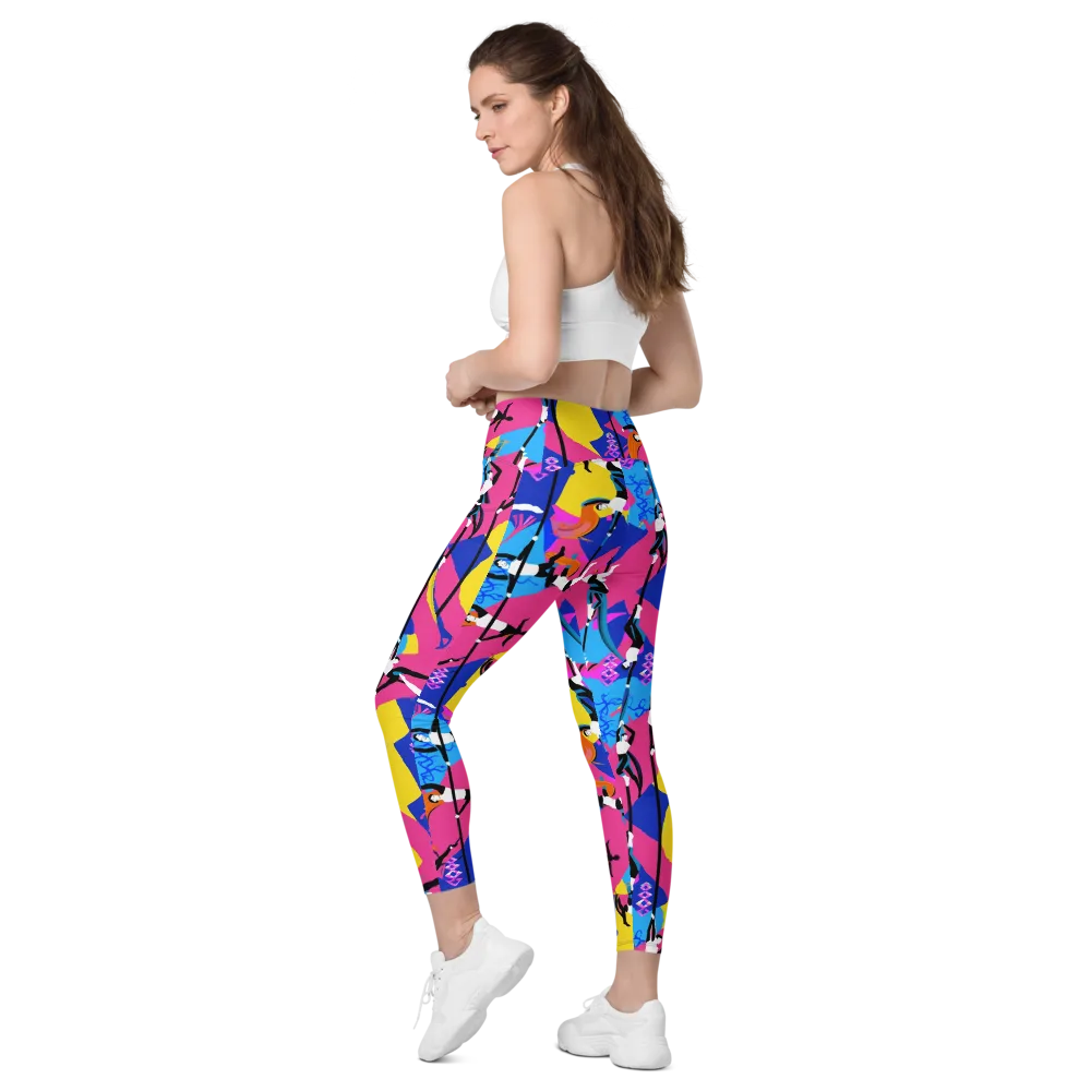 Neon Aerial on Leggings with Pockets — Left Back