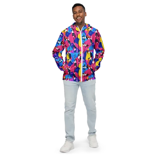 Neon Aerial on a Men's Windbreaker