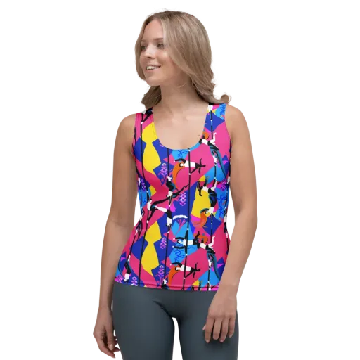 Neon Aerial on a Women's Tank Top