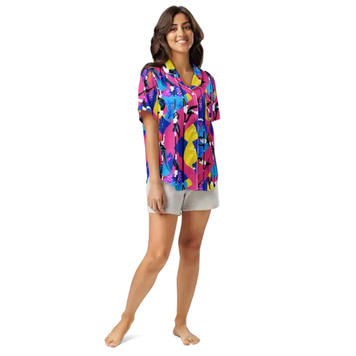Neon Aerial on a Women's Short Sleeve Pajama Top
