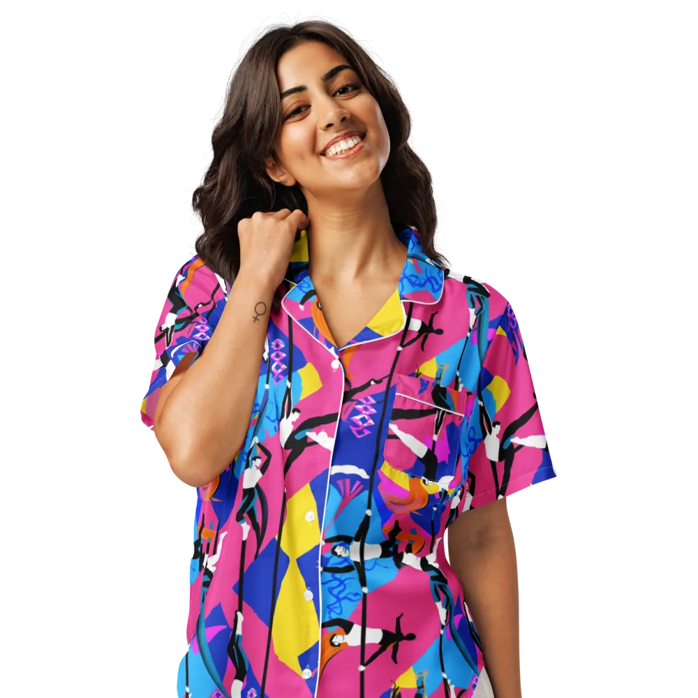 Neon Aerial on Women's Short Sleeve Pajama Top — Front