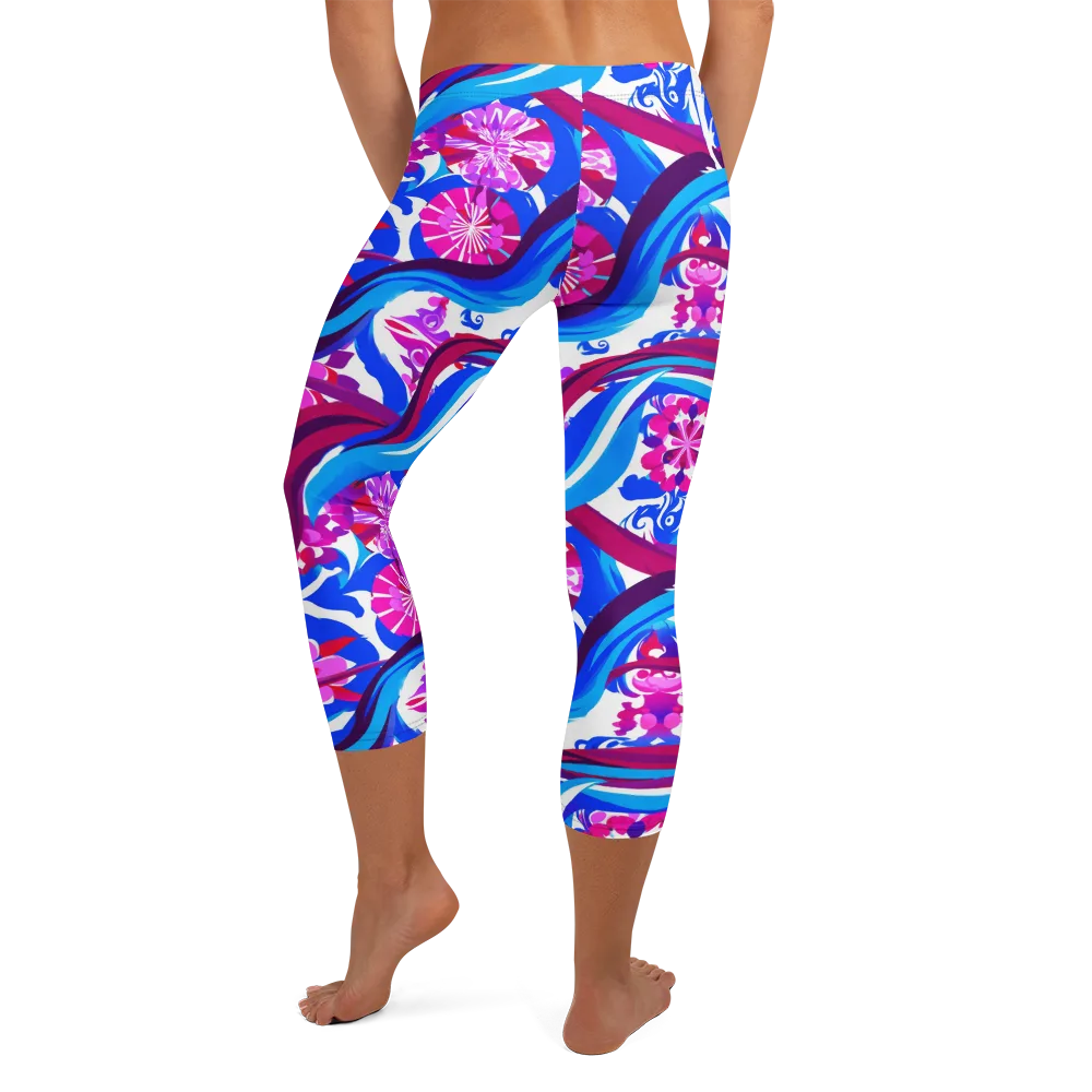 Sakura Voltage on Capri Leggings — Back