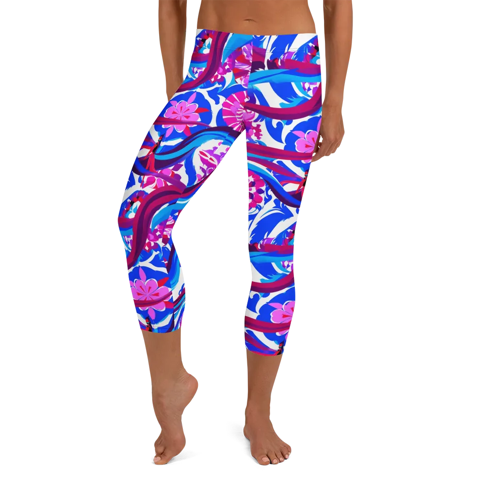 Sakura Voltage on Capri Leggings — Front