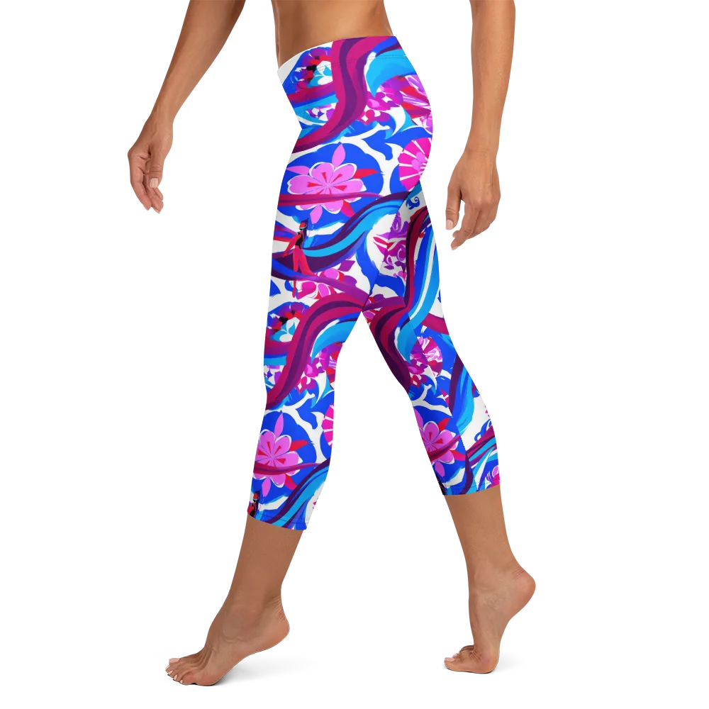Sakura Voltage on Capri Leggings — Left