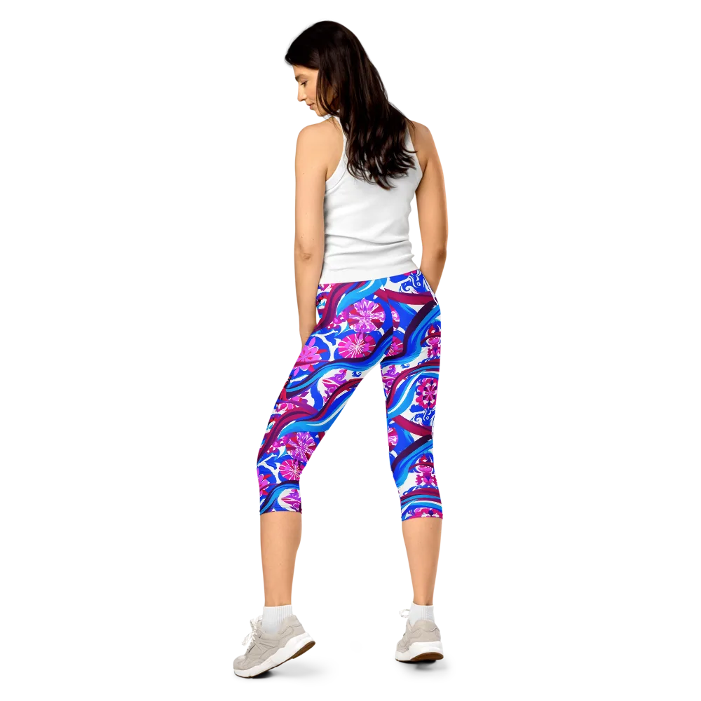Sakura Voltage on Capri Leggings — Back