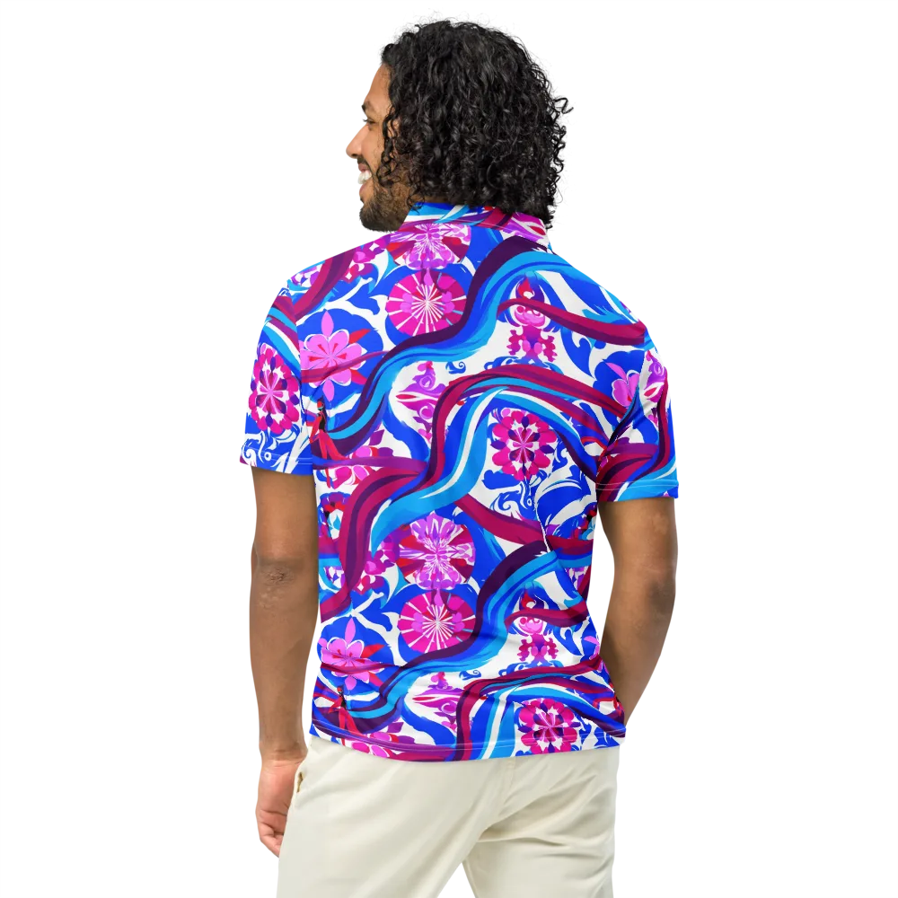 Sakura Voltage on Men's Slim Fit Polo Shirt — Back