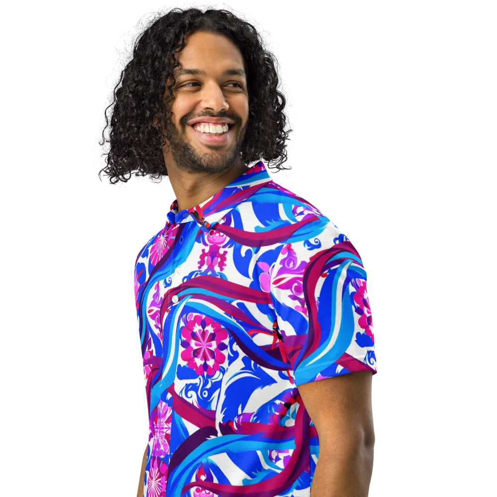 Sakura Voltage on Men's Slim Fit Polo Shirt — Left Front