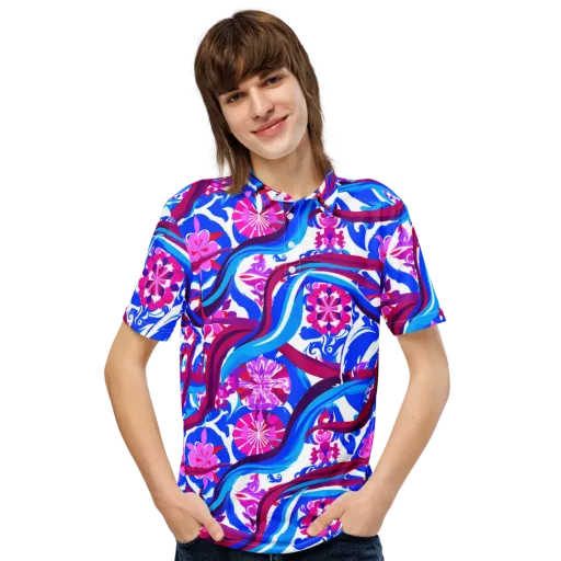 Sakura Voltage on a Men's Slim Fit Polo Shirt