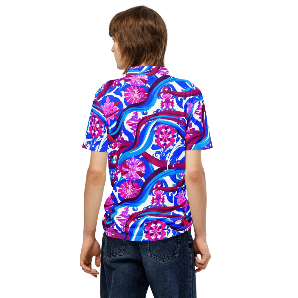 Sakura Voltage on Men's Slim Fit Polo Shirt — Back