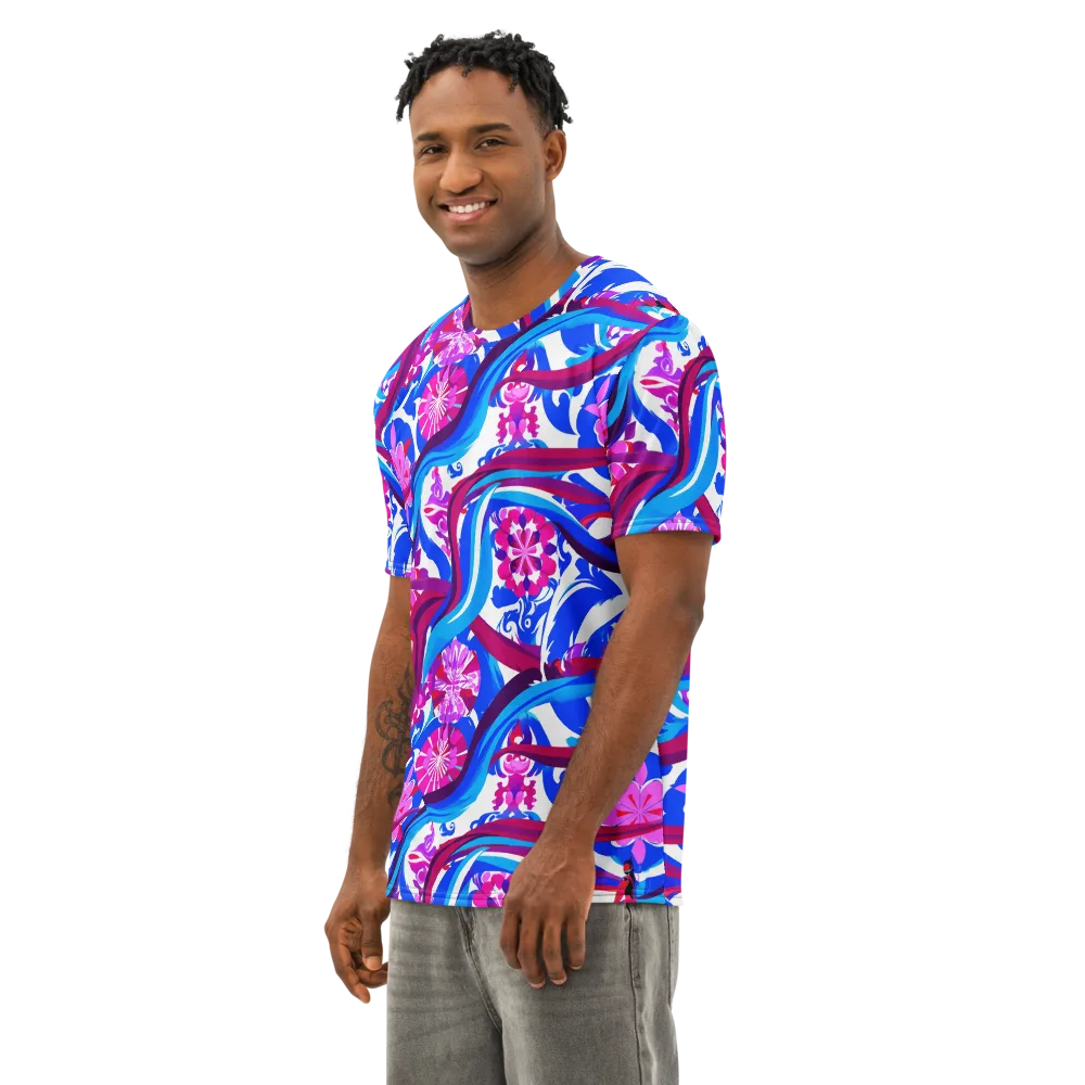 Sakura Voltage on Men's Cotton Crew Neck T-Shirt — Left Front