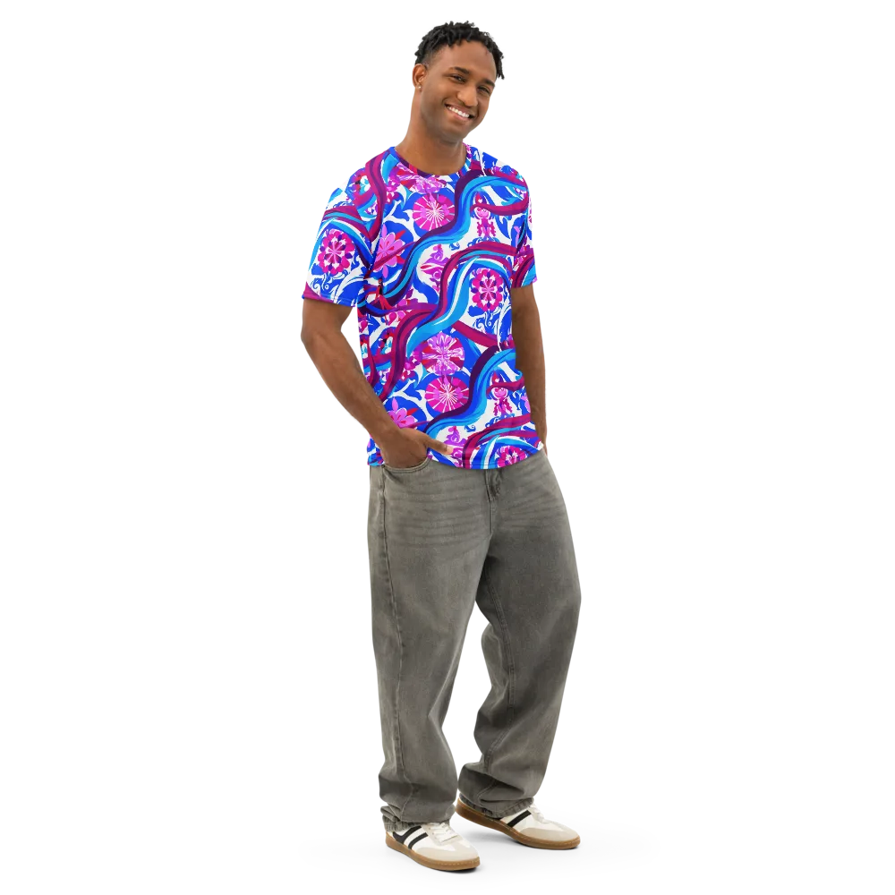 Sakura Voltage on Men's Cotton Crew Neck T-Shirt — Right Front