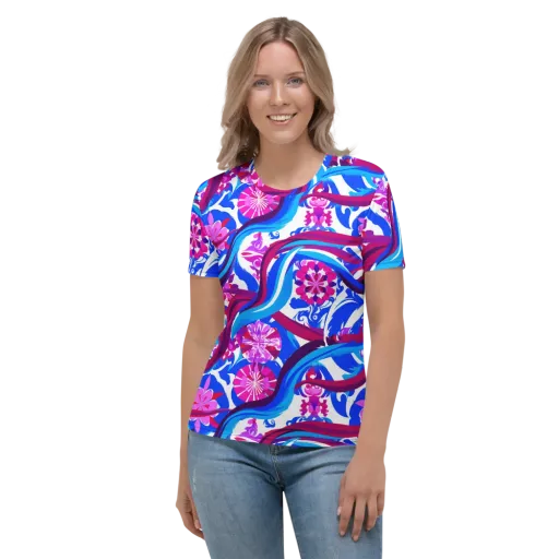 Sakura Voltage on a Women's Crew Neck T-Shirt