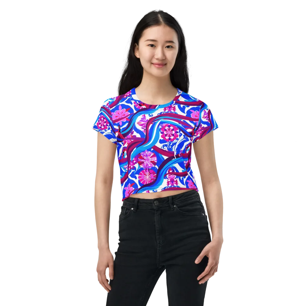 Sakura Voltage on Crop Tee — Front