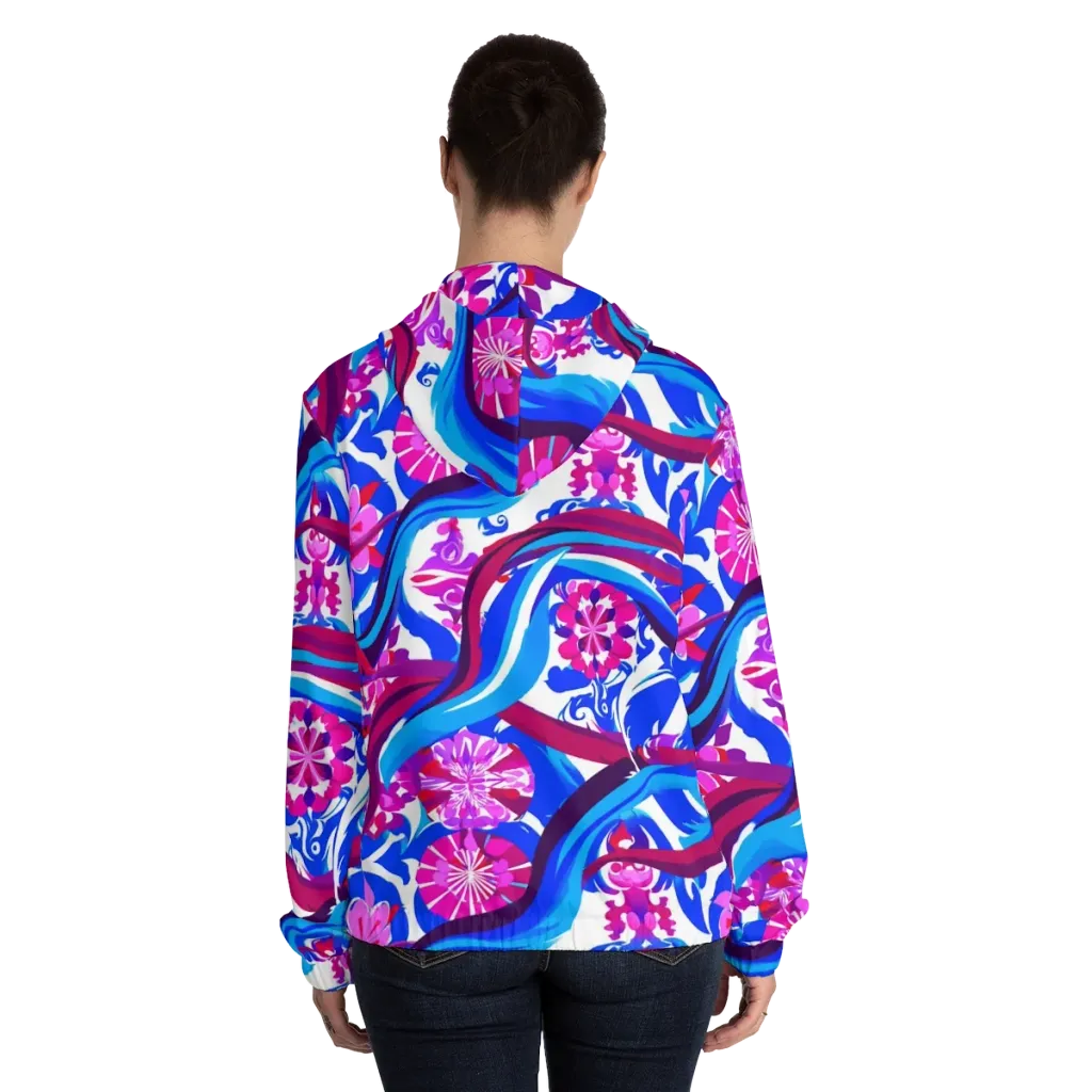 Sakura Voltage on Women's Full-Zip Hoodie — Back On Person