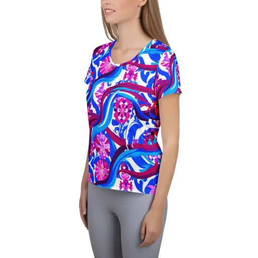 Sakura Voltage on a Women's Athletic T-Shirt