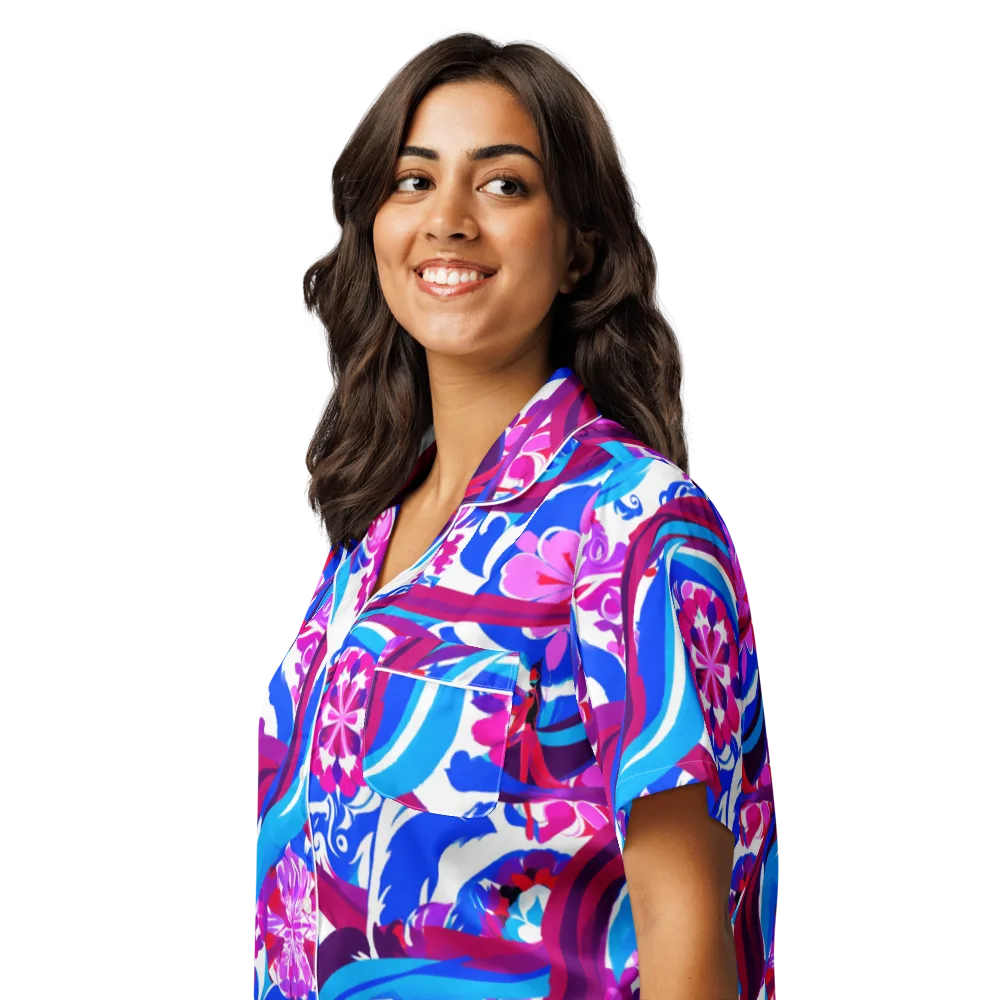 Sakura Voltage on Women's Short Sleeve Pajama Top — Left Front