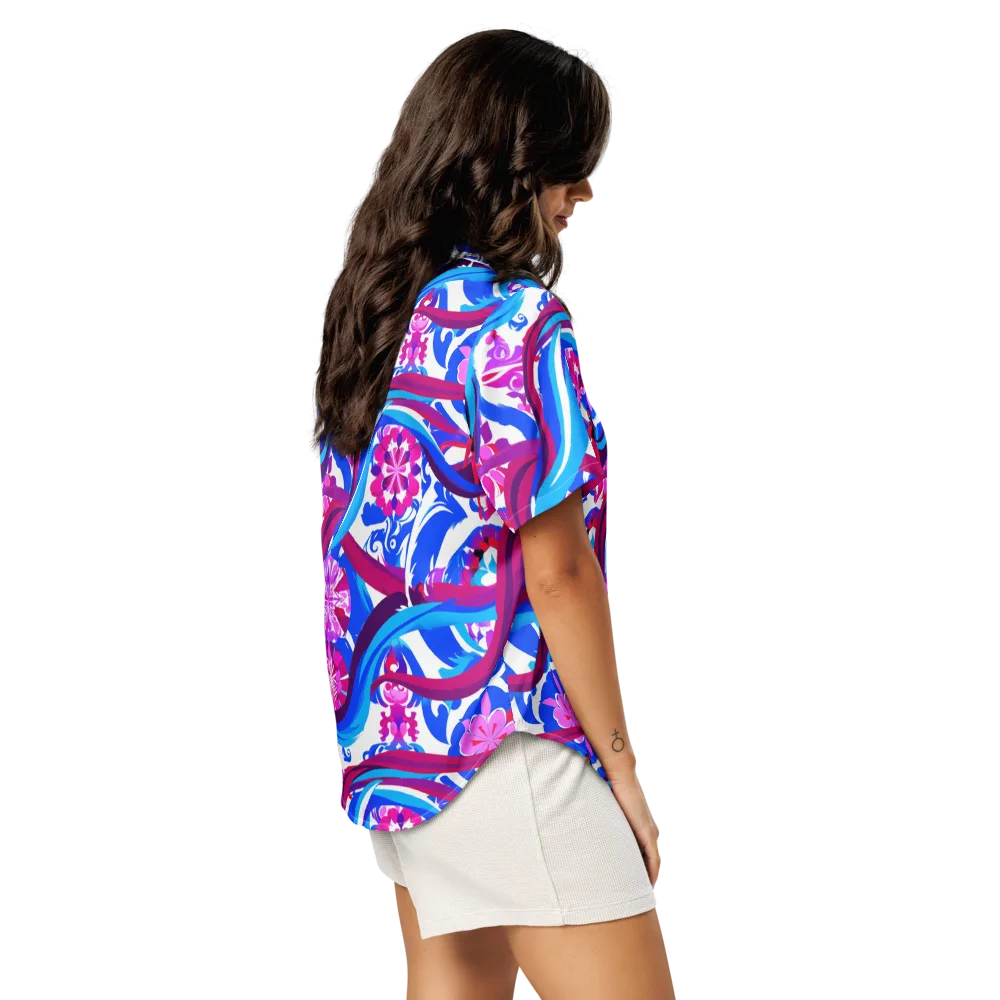 Sakura Voltage on Women's Short Sleeve Pajama Top — Right Back