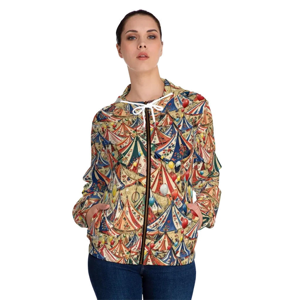 Balloon Menagerie on Women's Full-Zip Hoodie — Front On Person